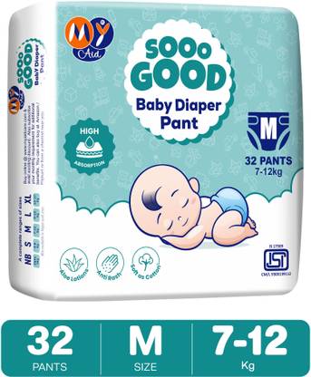 MyAid SOOO GOOD Super Soft Baby Diaper Pants – Fast Absorption , Rash-Free, Leak-Proof - M