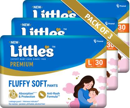 Little's Baby Pants Diapers with Wetness Indicator and 12 hours Absorption |Large - L