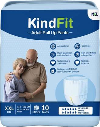 KINDFIT Adult Pull-Up Pants DiapersXXL-10 Pieces|Waist Size : 45-61
