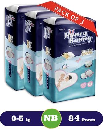 HONEY BUNNY Baby Diaper Pants with bubble top sheet| Extra Soft | 12 Hour protection - New Born