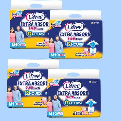 LIFREE Adult Diaper Pants, M Size, 40 Pcs, Quick Dry, Leak Protection, All-Day Fit BF Adult Diapers - M