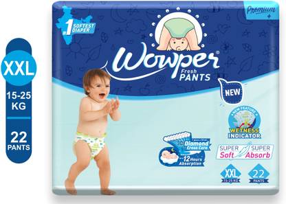 Wowper Fresh Baby Diapers Pants by Doms|Wetness Indicator| Upto 12 Hrs Absorb| 15-25 Kg - XXL