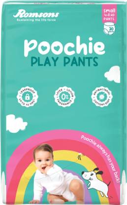 Romsons Poochie Play Baby Diaper Pants| 4-8 Kg | Wetness Indicator | Cottony Soft - S