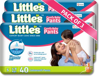 Little's Comfy Baby Pants, Standard, Small, 40 Count With 10 Hours Absorption Protection - S