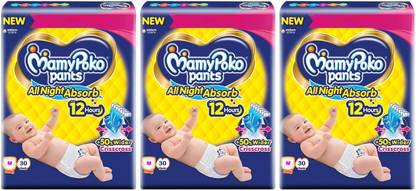 MamyPoko All Night Medium Size Pant Style baby Diaper (Pack of 3) - M