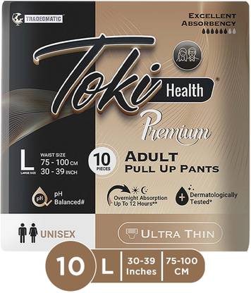 TokiHealth Premium Adult Diaper Pants Pull Up Style Size L Waist 30 to 39 Inches Adult Diapers - L