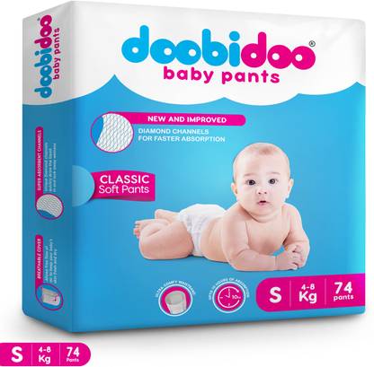 Doobidoo Newly Improved Classic Soft Diaper Anti-Leak Highly Absorbent Baby Pant 4-8Kg - S