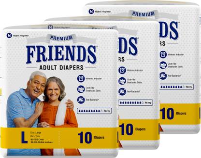 FRIENDS Premium Adult Diaper Tape Style with odourlock and Anti-Bacterial Absorbent Core Adult Diapers - L