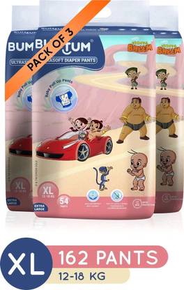 BUMTUM Premium Baby Pull-Up Diaper Pants with Aloe Vera ,Wetness Indicator and 12 Hours Absorption Combo Pack- Extra Large - XL
