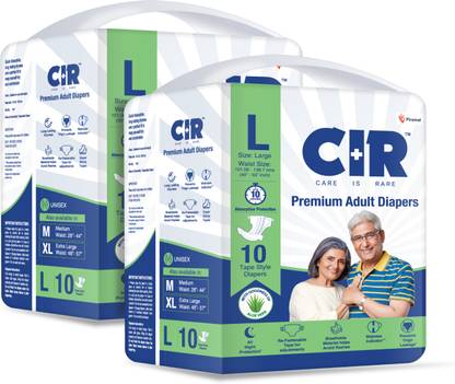 CIR Premium Adult Diapers, Large, Pack of 2 (20 units) Adult Diapers - L