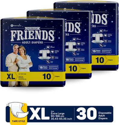 FRIENDS Overnight Tape Type Adult Diapers - XL