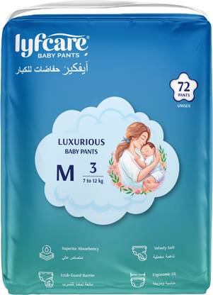 lyfcare Baby Diaper Pants, Leakage Protection & Super Absorbency - Medium (72 Diapers) - M