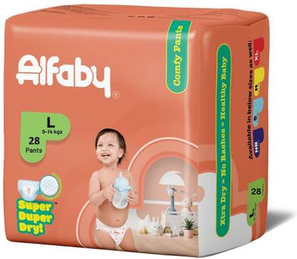 Alfaby Baby Diapers | leak proof super dry and super comfy pants - L