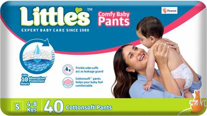 Little's Comfy Baby Pants, Standard, Small, 40 Count With 10 Hours Absorption Protection - S