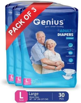 thegenius Tape Style Diaper L Size (38" - 54") 30 Pieces Adult Diapers Adult Diapers - L