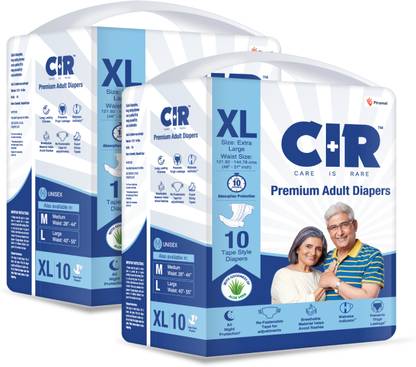 CIR Premium Adult Diapers, Extra Large, Pack of 2 (20 units) Adult Diapers - XL