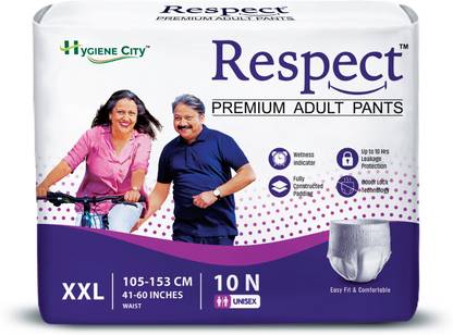 RESPECT Adult Diaper Pants Style for Unisex with Wetness Indicator (41-60 Inches) Adult Diapers - XXL