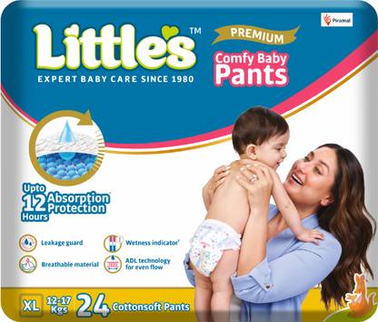 Little's Comfy Baby Pants Diapers with Wetness Indicator and 12 hours Absorption | Extra Large - XL