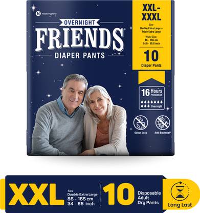 FRIENDS Overnight with odour lock and Anti-Bacterial Absorbent Core Adult Pant Diapers - XXL - XXXL
