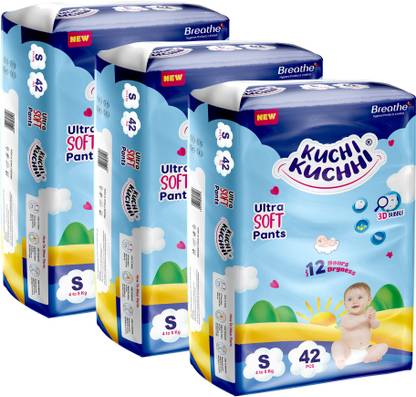 KUCHI KUCHHI Premium super soft baby diaper with a 3D bubble top (Pack of 3) - S