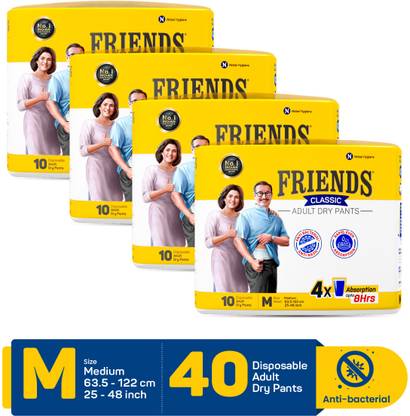 FRIENDS Classic Adult Diaper Pant Style with odourlock and Anti-Bacterial Absorbent Core Adult Diapers - M