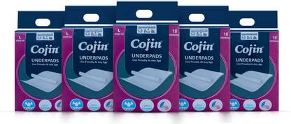 Cojin Underpad Combo pack of 5 (50 nos of disposable Underpads) Adult Diapers - L