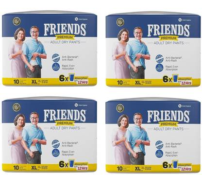 Friend Adult Diaper Premium Xtra Large 10 Count / Pack ( Pack-4, 40 Count ) Adult Diapers - XL