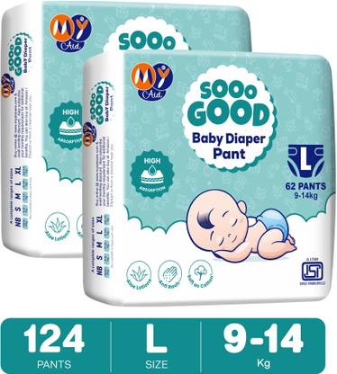 MyAid SOOO GOOD Super Soft Baby Diaper Pants – Fast Absorption , Rash-Free, Leak-Proof - L