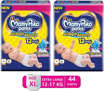 MamyPoko All Night Absorb Baby Diaper Pants Extra Large Size (Pack of 2) - XL
