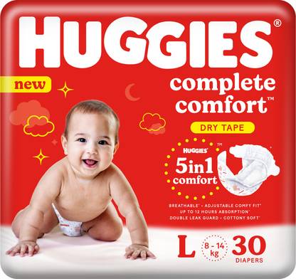 Huggies Dry Tape - Up to 2x Faster Absorption - Up to 12 Hours Overnight Absorption | - L