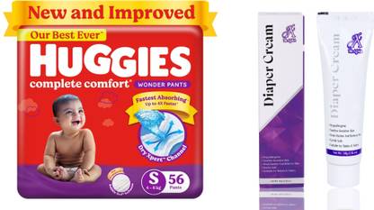 Huggies Complete Comfort Wonder Pants Diaper Ideal for 4 to8 Kgs Diaper Rash Cream 50G - - S