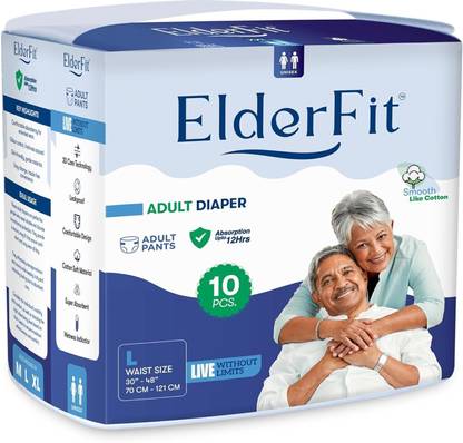ElderFit Pant Style Adult Diaper Unisex High Absorbency & Leakproof(Waist Size 30-48Inch) Adult Diapers - L