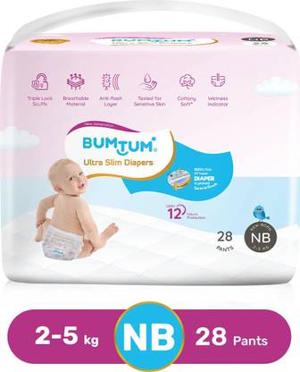 BUMTUM Ultra Slim Baby Pull-Up Diaper Pants- NB-28 - New Born