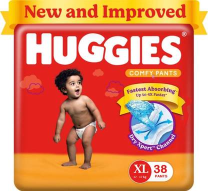 Huggies Comfy Baby Diaper Pants, Upto 2X Faster Absorption Dry Expert Extra Large - XL