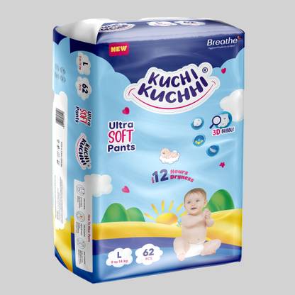 KUCHI KUCHHI Premium super soft baby diaper Pants with a 3D bubble top - L