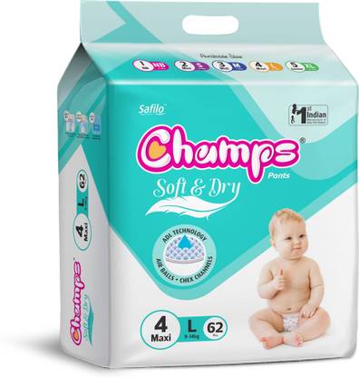Champs Soft and Dry Baby Diaper Pants|Pack of 1 - L
