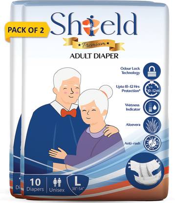 SHIELD Premium Tape Style | Pack of 2 | Adult Diapers - L