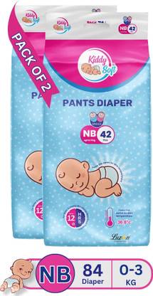 KiddySoft Baby Diaper Pants | Super Absorbent- Crisscross Top Layer | 0-3 KG | Pack of 2 - New Born