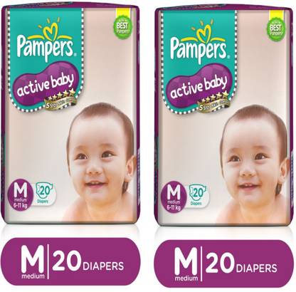 Pampers Active Baby taped diapers Medium M 20+20 pack of 2 - M