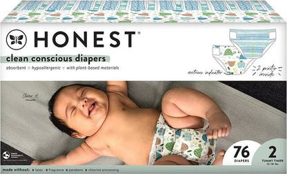 The Honest Company Clean Conscious Diapers, Turtle Time + Dots & Dashes, Size 2, 76 Count - S - M