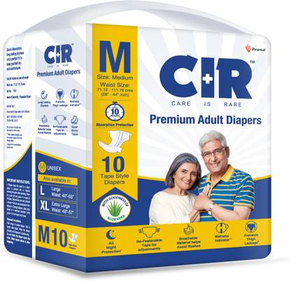 CIR Premium Adult Diapers, Medium, Pack of 1 (10 units) Adult Diapers - M