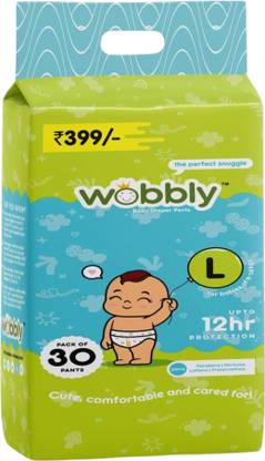 WOBBLY Super Soft Baby Diaper Pants, 100% Leakage Protection - L