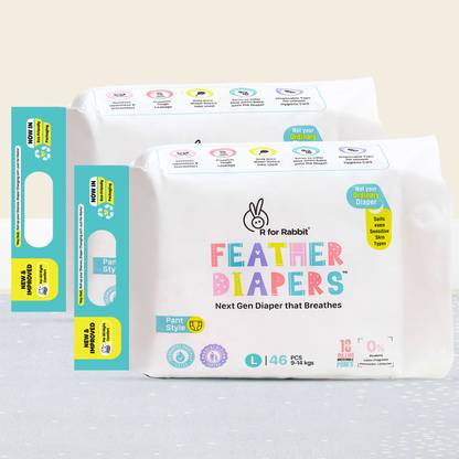 R for Rabbit Feather Diaper Pants Size L Combo Pack of 92 - L