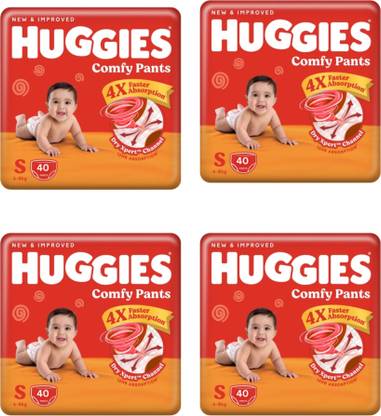 Huggies Wonder Pants Small (S) Size Baby Diaper Pants S-40 (PACK OF 4) - S