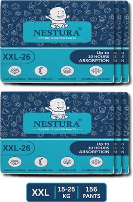NESTURA Baby Diapers Pants Double Xl size with Wetness Indicator Pack of 6 (15-25 kg) - XXL