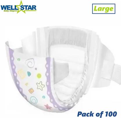 Wellstar Super Soft Baby Diaper (Open Tape ) with High Absorb Technology Large - L