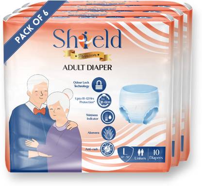 SHIELD Premium Pant Style | Pack of 6 | Adult Diapers - L