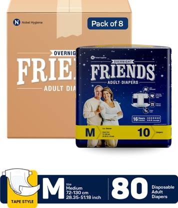 FRIENDS Overnight Unisex Adult Diapers Medium Waist Size Adult Diapers - M