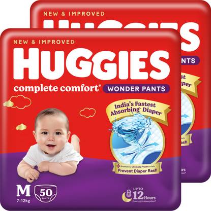 Huggies Complete Comfort Wonder Pants, India's Fastest Absorbing Diaper | - M