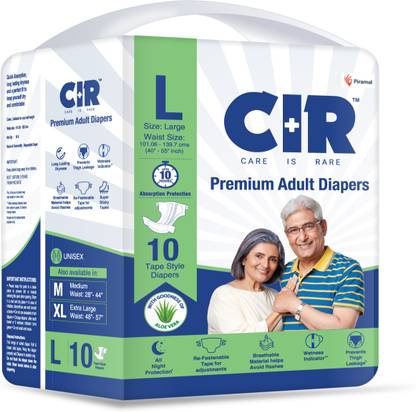 CIR Premium Adult Diapers, Large, Pack of 1 (10 units) Adult Diapers - L